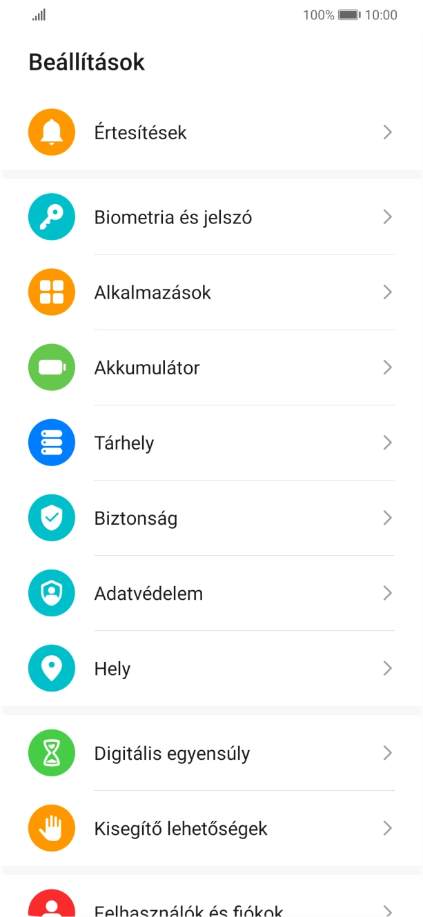 Válaszd a Biztonság lehetőséget.
