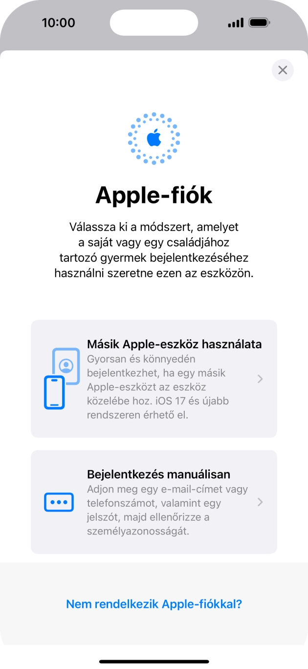 Válaszd a Bejelentkezés manuálisan lehetőséget.