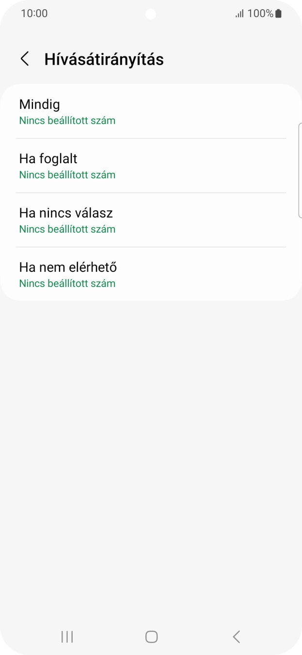 Kattints a kívánt hívásátirányítás-típusra. Kattints a kívánt hívásátirányítás-típusra.
