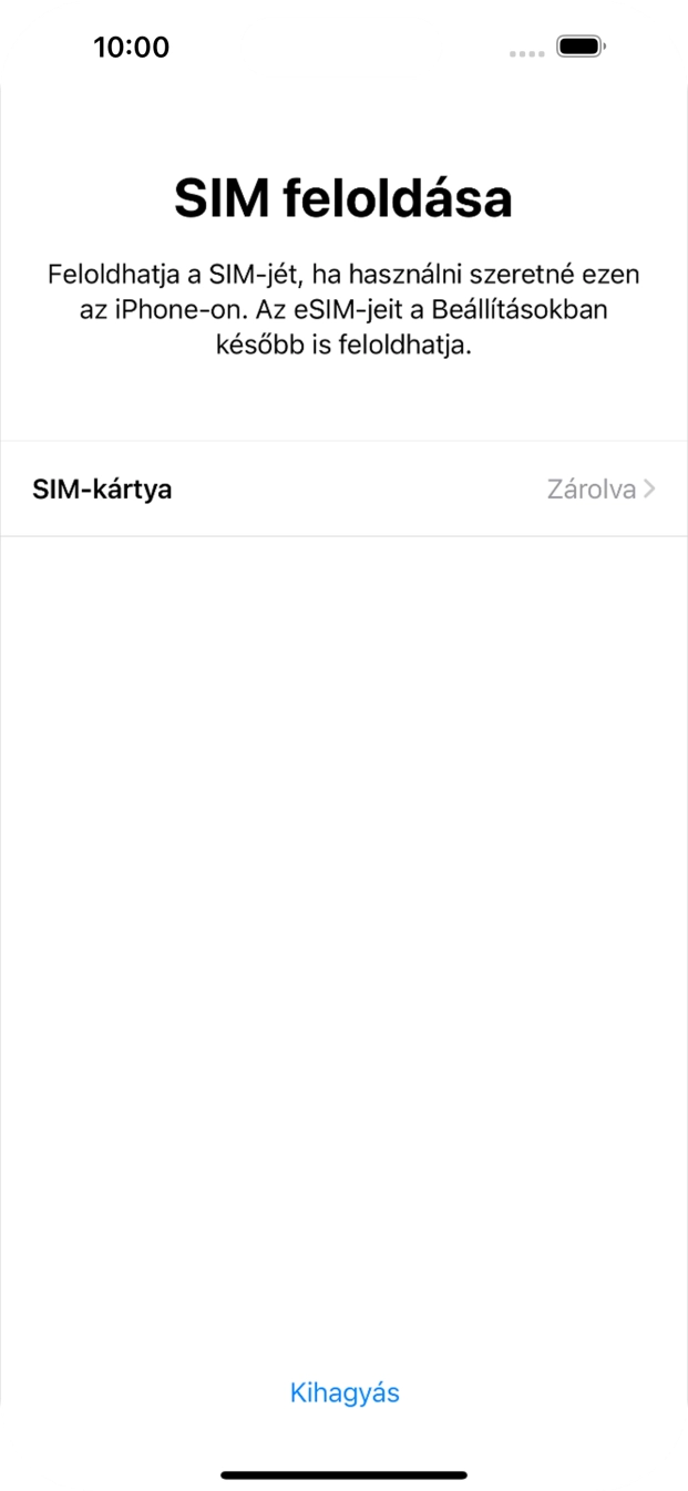 Válaszd a SIM-kártya lehetőséget.