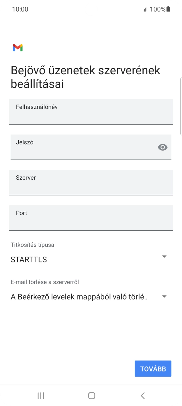 Kattints a „Felhasználónév” alatti mezőre, és írd be az e-mail-fiókodhoz tartozó felhasználónevet.