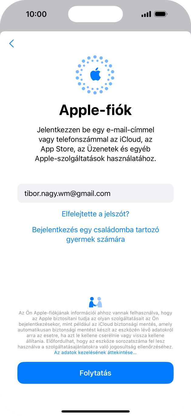 Válaszd a Folytatás lehetőséget.