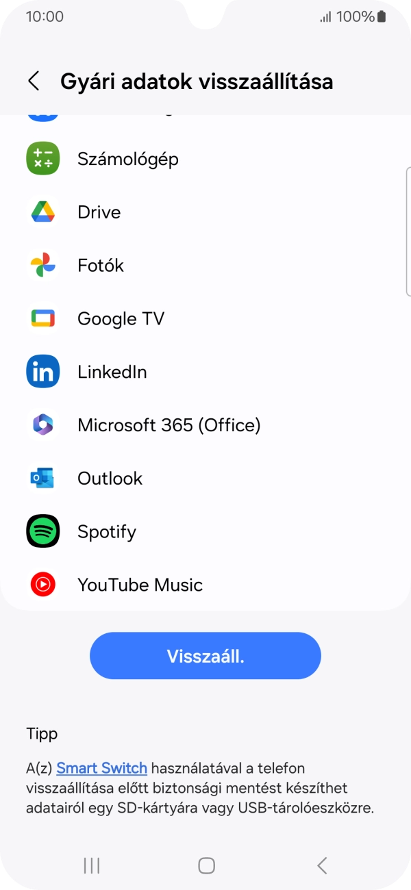 Válaszd a Visszaáll. lehetőséget. Válaszd a Visszaáll. lehetőséget.