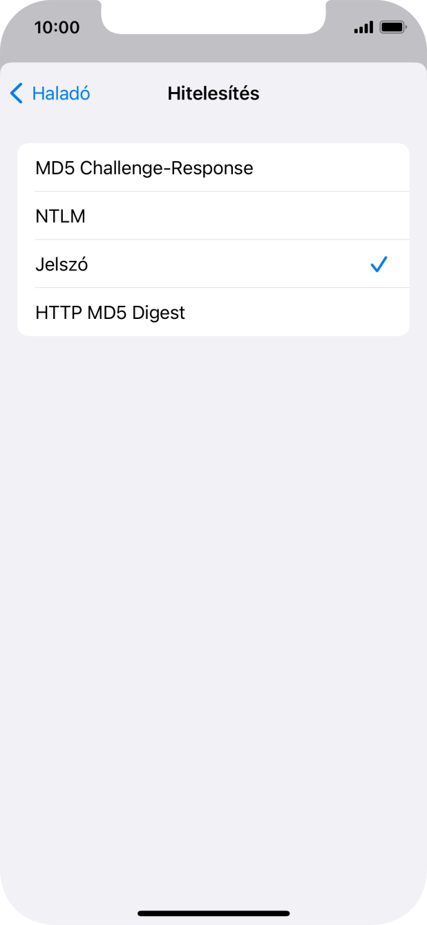 Válaszd a Jelszó lehetőséget.