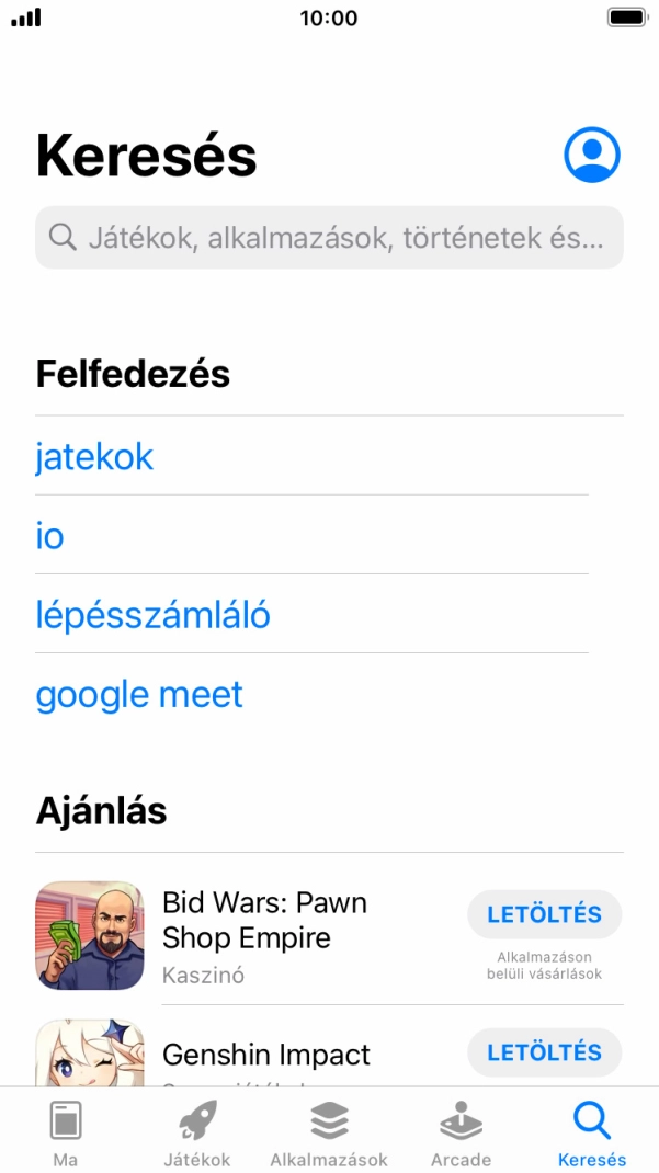 Kattints a keresés mezőre, és írd be a keresett alkalmazás nevét vagy tárgykörét.