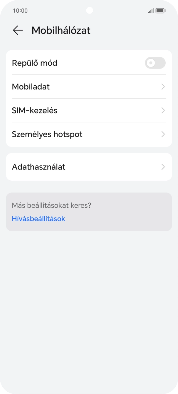 Válaszd a Mobiladat lehetőséget. Válaszd a Mobiladat lehetőséget.