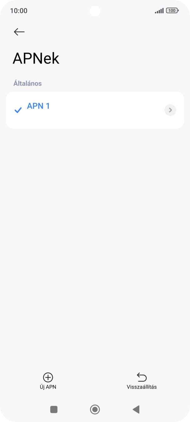 Válaszd az Új APN lehetőséget.