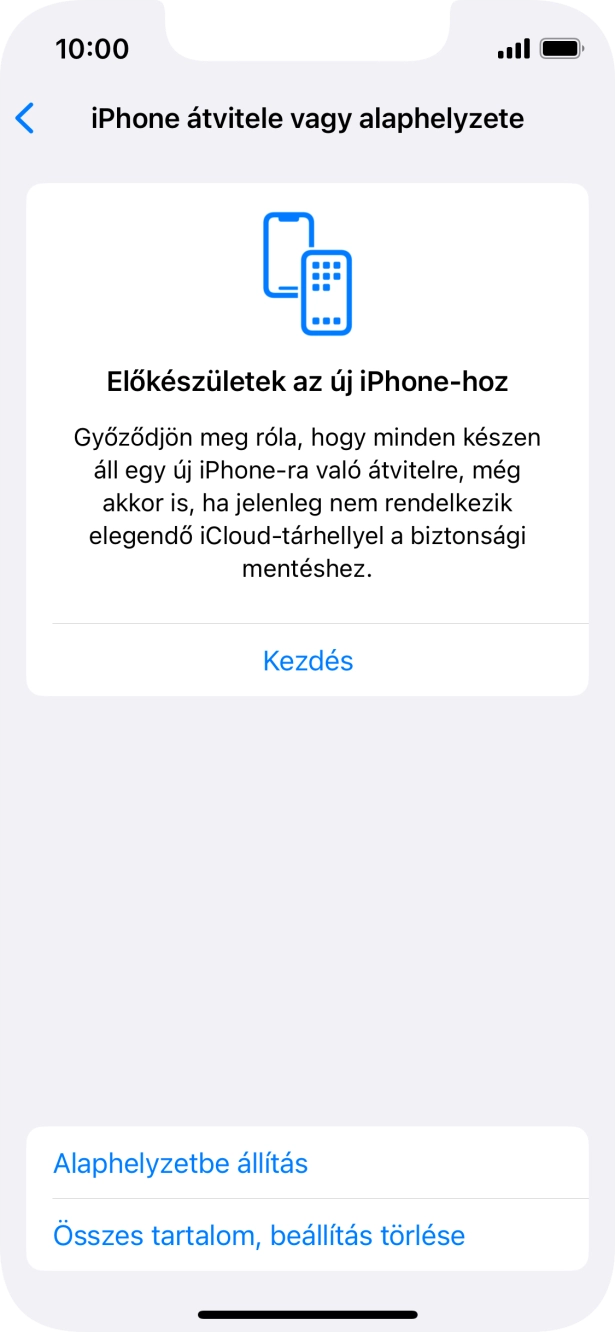 Válaszd az Alaphelyzetbe állítás lehetőséget. Válaszd az Alaphelyzetbe állítás lehetőséget.