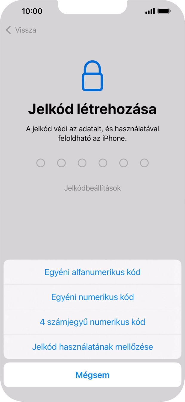 A képernyőzár használatának bekapcsolásához kövesd a képernyőn megjelenő utasításokat, vagy válaszd a Jelkód használatának mellőzése lehetőséget.