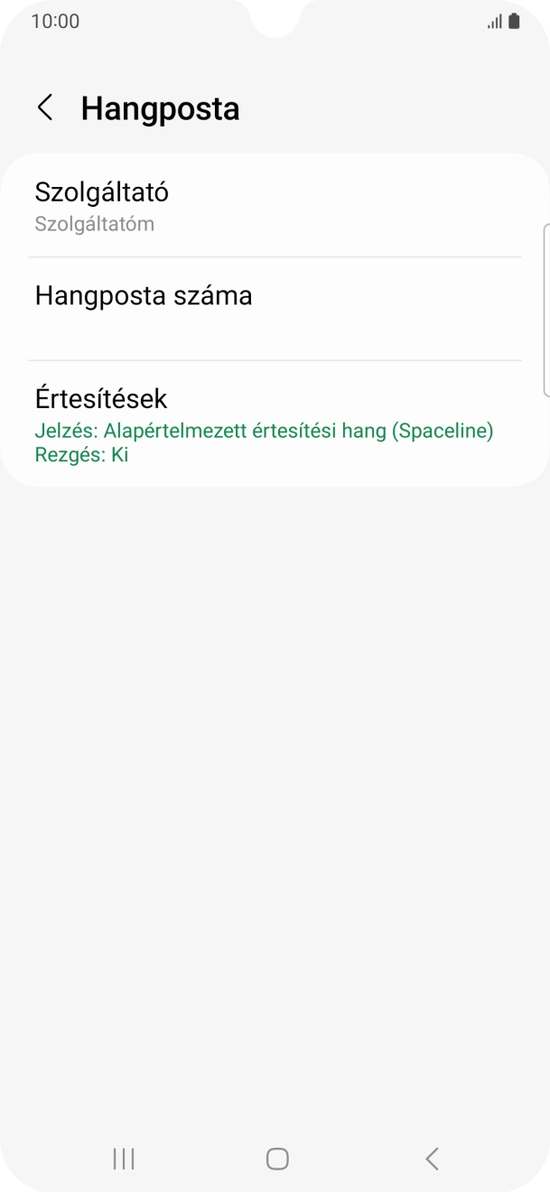 Válaszd a Hangposta száma lehetőséget.