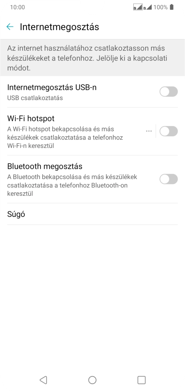 Válaszd a Wi-Fi hotspot lehetőséget. Válaszd a Wi-Fi hotspot lehetőséget.