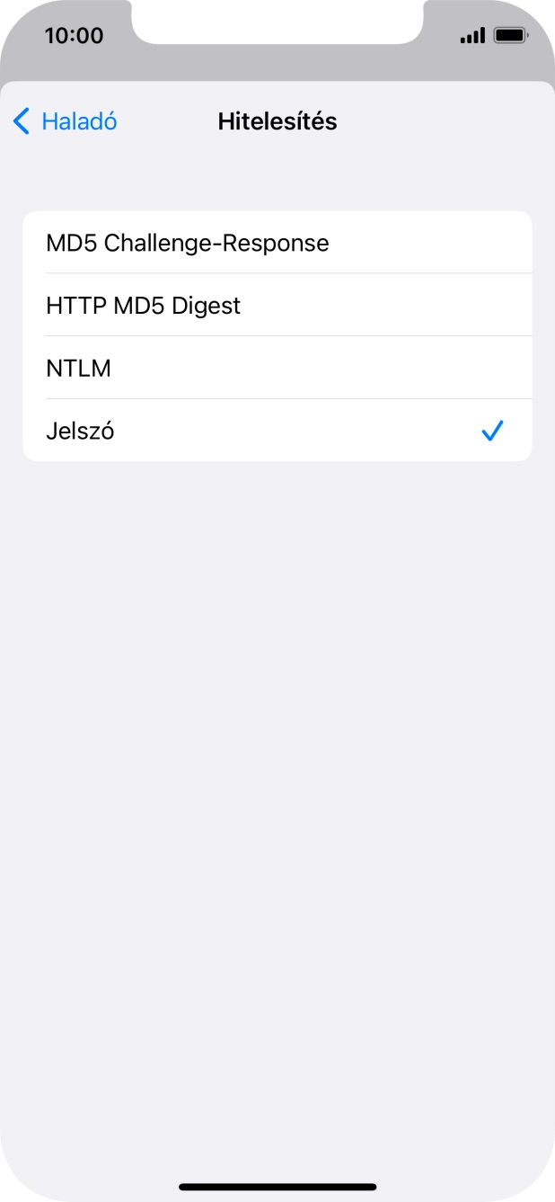 Válaszd a Jelszó lehetőséget.