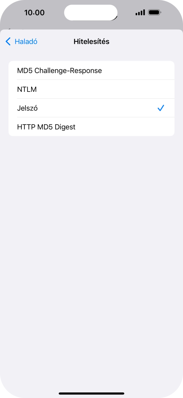 Válaszd a Jelszó lehetőséget.