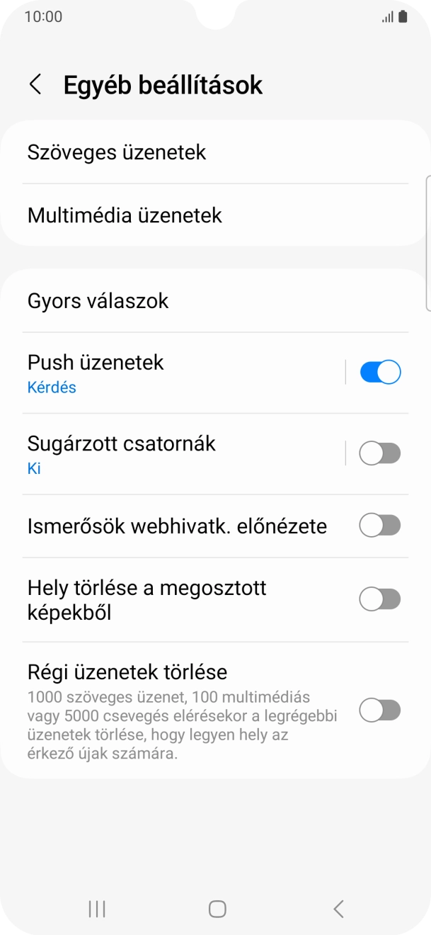 Válaszd a Szöveges üzenetek lehetőséget.