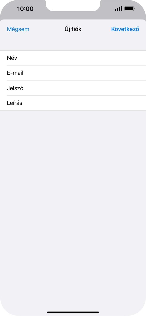 Kattints a Leírás mezőre, és írd be az e-mail-fiók kívánt nevét.