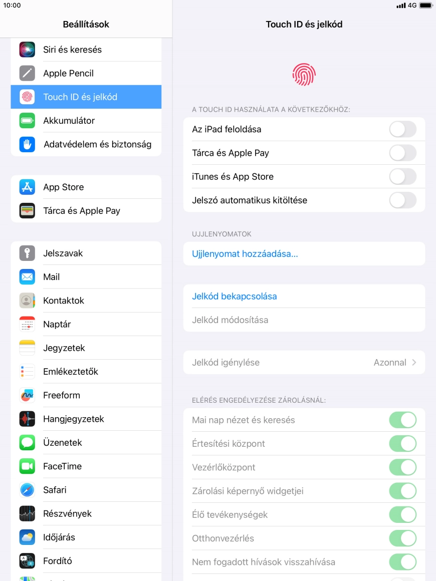 Válaszd a Jelkód bekapcsolása lehetőséget, és írj be kétszer egymás után egy tetszőleges képernyőzárkódot. Válaszd a Jelkód bekapcsolása lehetőséget, és írj be kétszer egymás után egy tetszőleges képernyőzárkódot.