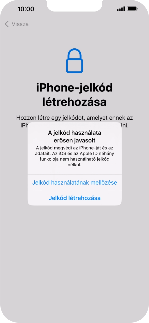 Ha kikapcsolod a funkciót, válaszd a Jelkód használatának mellőzése lehetőséget.