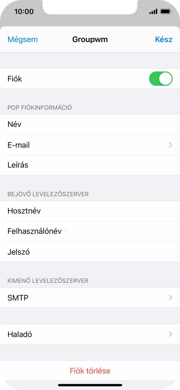 Válaszd az SMTP lehetőséget.
