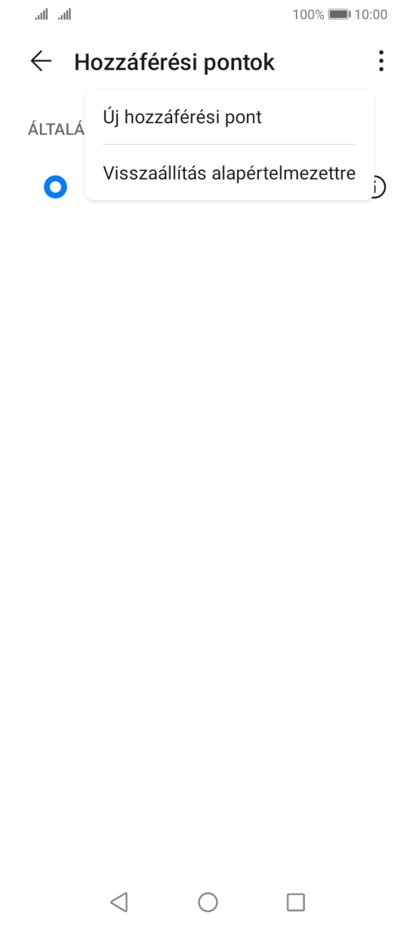 Válaszd az Új hozzáférési pont lehetőséget. Válaszd az Új hozzáférési pont lehetőséget.