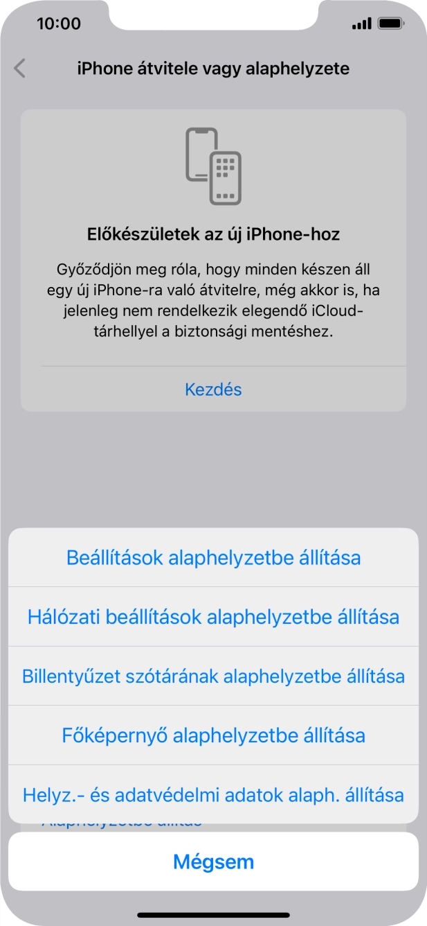 Válaszd a Beállítások alaphelyzetbe állítása lehetőséget. Válaszd a Beállítások alaphelyzetbe állítása lehetőséget.
