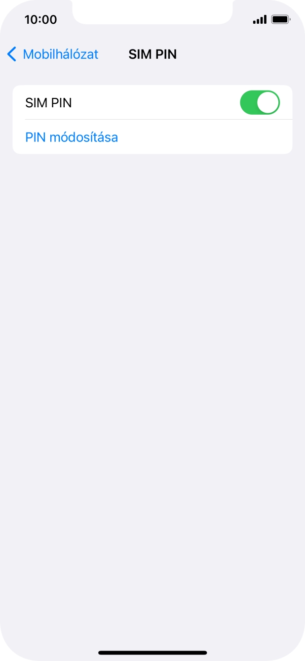 Kattints a „SIM PIN” melletti csúszkára a funkció be- vagy kikapcsolásához. Kattints a „SIM PIN” melletti csúszkára a funkció be- vagy kikapcsolásához.