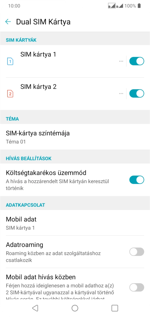 Kattints az „Adatroaming” melletti csúszkára a funkció be- vagy kikapcsolásához. Kattints az „Adatroaming” melletti csúszkára a funkció be- vagy kikapcsolásához.