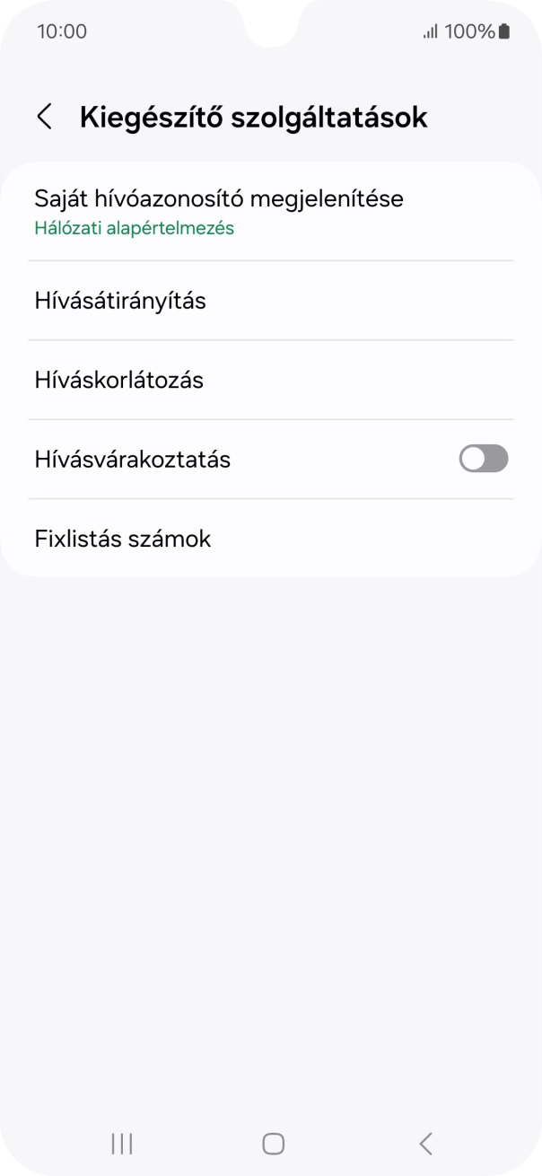 Kattints a „Hívásvárakoztatás” melletti csúszkára a funkció be- vagy kikapcsolásához.