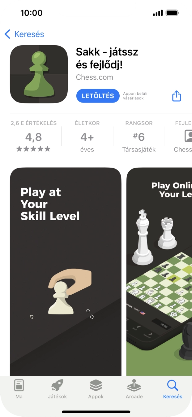 Válaszd a LETÖLTÉS lehetőséget, és kövesd a képernyőn megjelenő utasításokat az alkalmazás telepítéséhez. Válaszd a LETÖLTÉS lehetőséget, és kövesd a képernyőn megjelenő utasításokat az alkalmazás telepítéséhez.