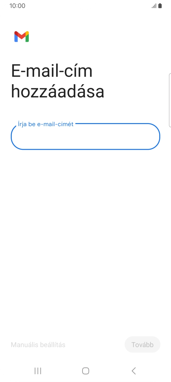 Kattints az „Írja be e-mail-címét” alatti mezőre, és írd be az e-mail címedet.