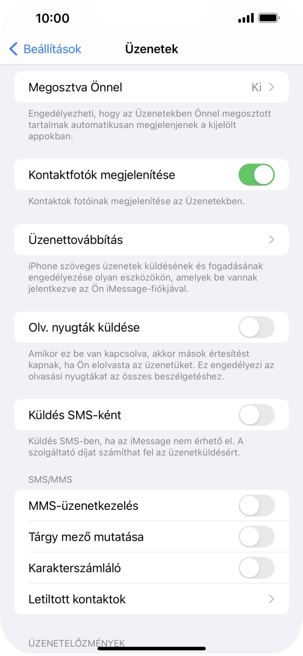 Kattints a „Küldés SMS-ként” melletti csúszkára a funkció be- vagy kikapcsolásához.