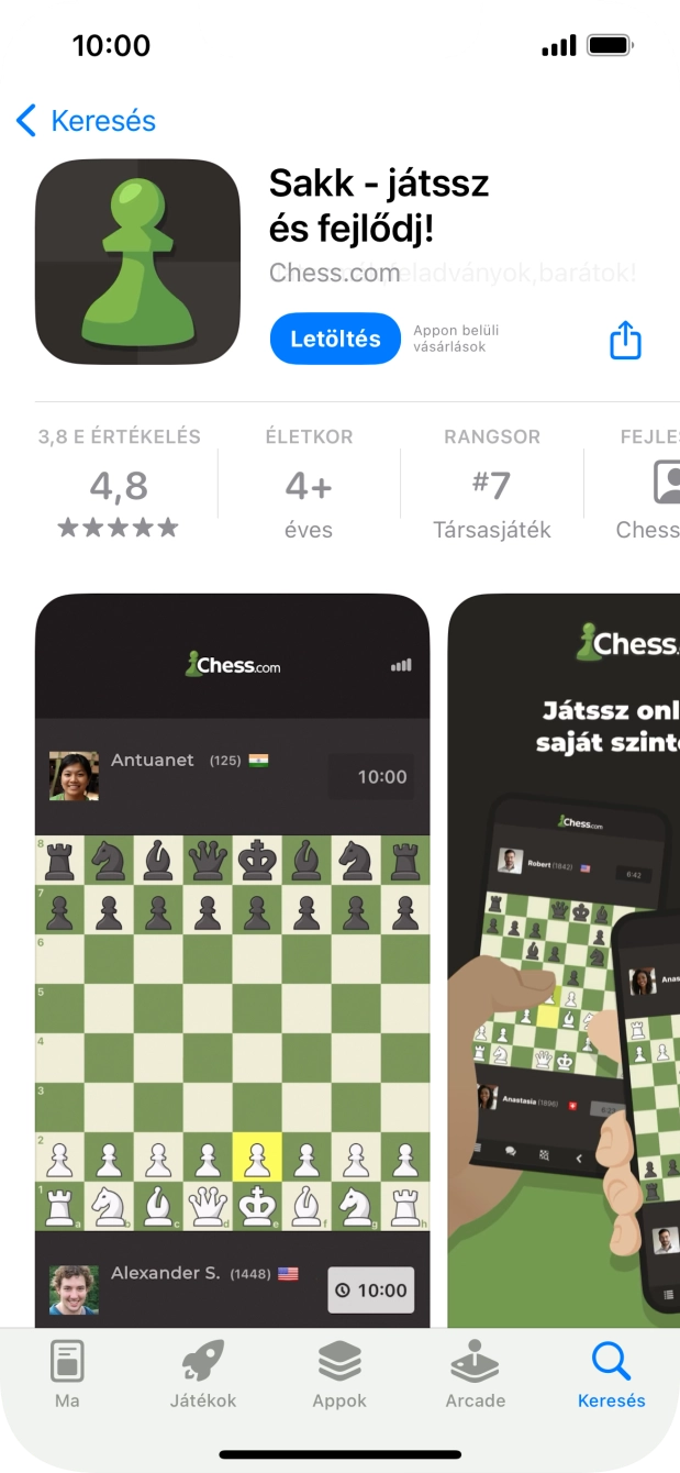 Válaszd a Letöltés lehetőséget, és kövesd a képernyőn megjelenő utasításokat az alkalmazás telepítéséhez.