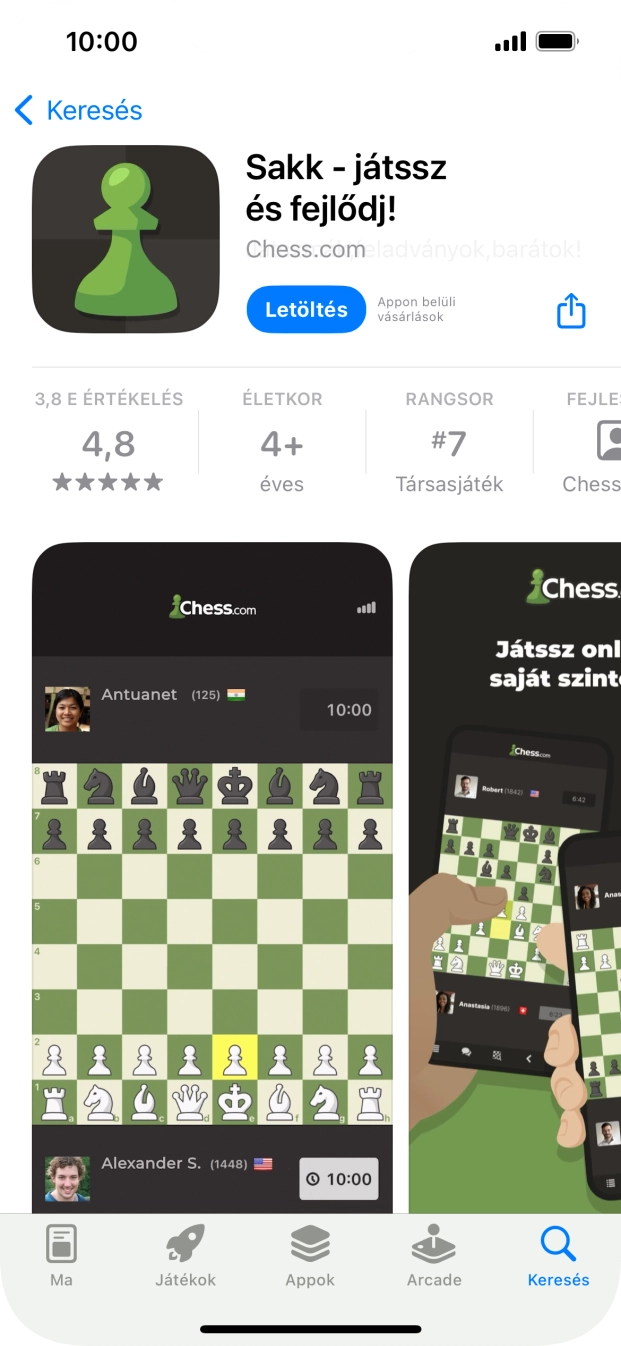 Válaszd a Letöltés lehetőséget, és kövesd a képernyőn megjelenő utasításokat az alkalmazás telepítéséhez. Válaszd a Letöltés lehetőséget, és kövesd a képernyőn megjelenő utasításokat az alkalmazás telepítéséhez.