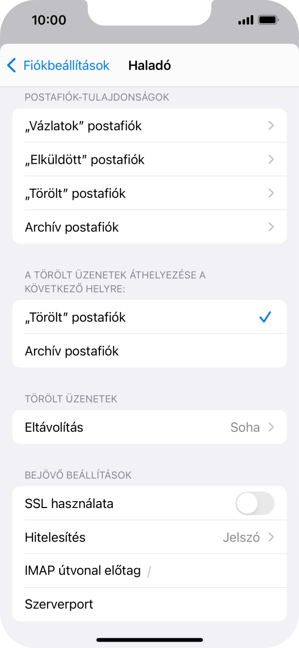 Kattints az „SSL használata” melletti csúszkára a funkció bekapcsolásához.