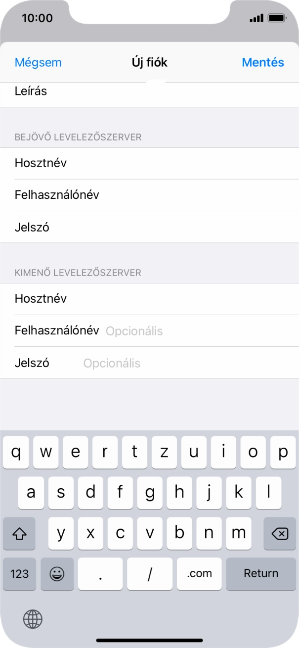 Kattints a Felhasználónév mezőre, és írd be az e-mail-fiókodhoz tartozó felhasználónevet.