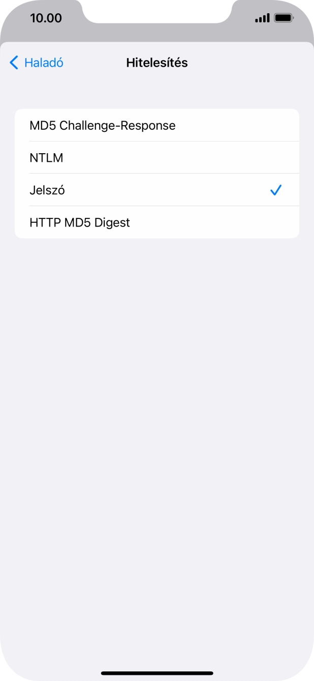 Válaszd a Jelszó lehetőséget.