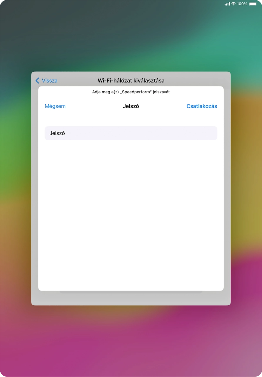 Írd be a Wi-Fi hálózatodhoz tartózó jelszót, és válaszd a Csatlakozás lehetőséget.