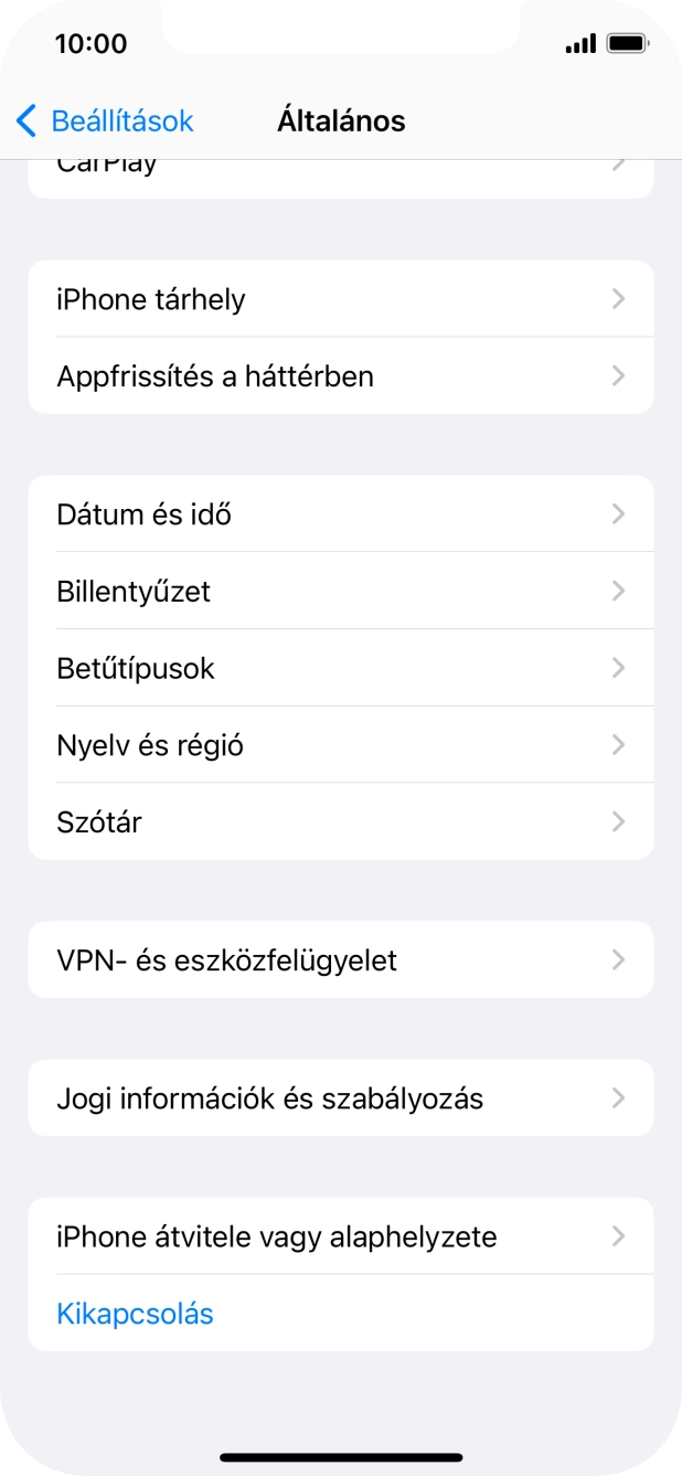 Válaszd az „iPhone átvitele vagy alaphelyzete” lehetőséget. Válaszd az „iPhone átvitele vagy alaphelyzete” lehetőséget.