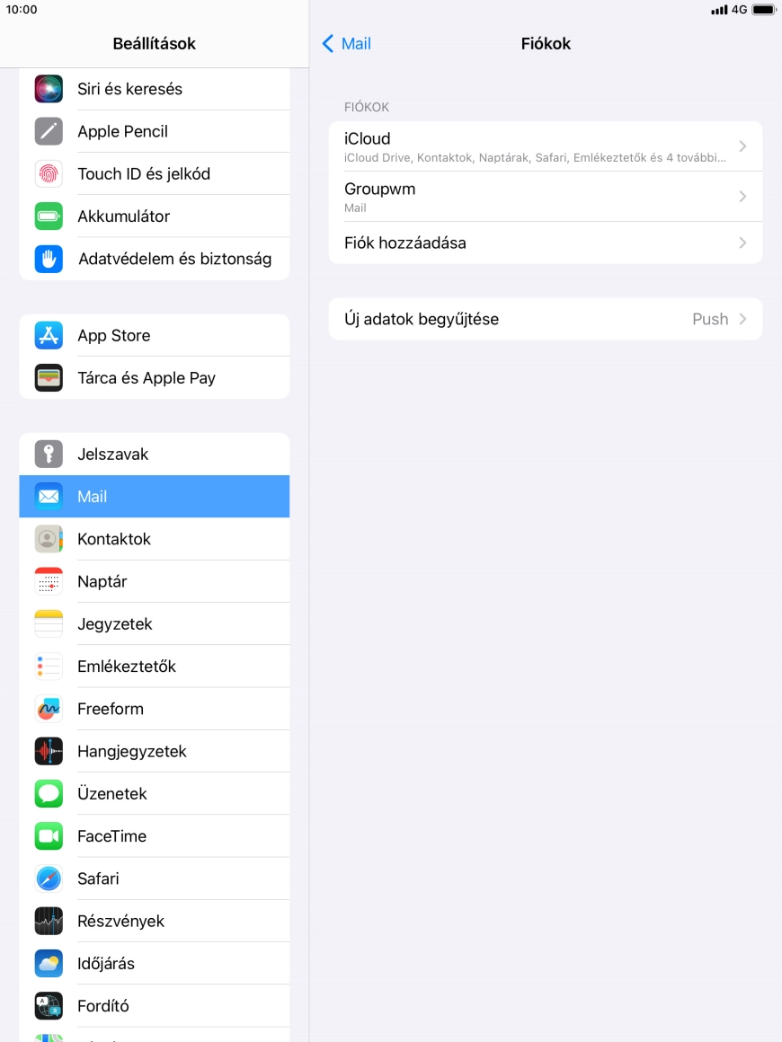Kattints az imént létrehozott e-mail-fiók nevére.