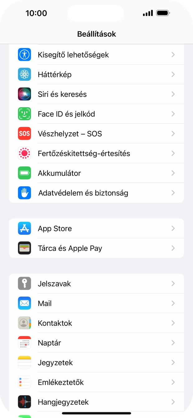 Válaszd a Face ID és jelkód lehetőséget.