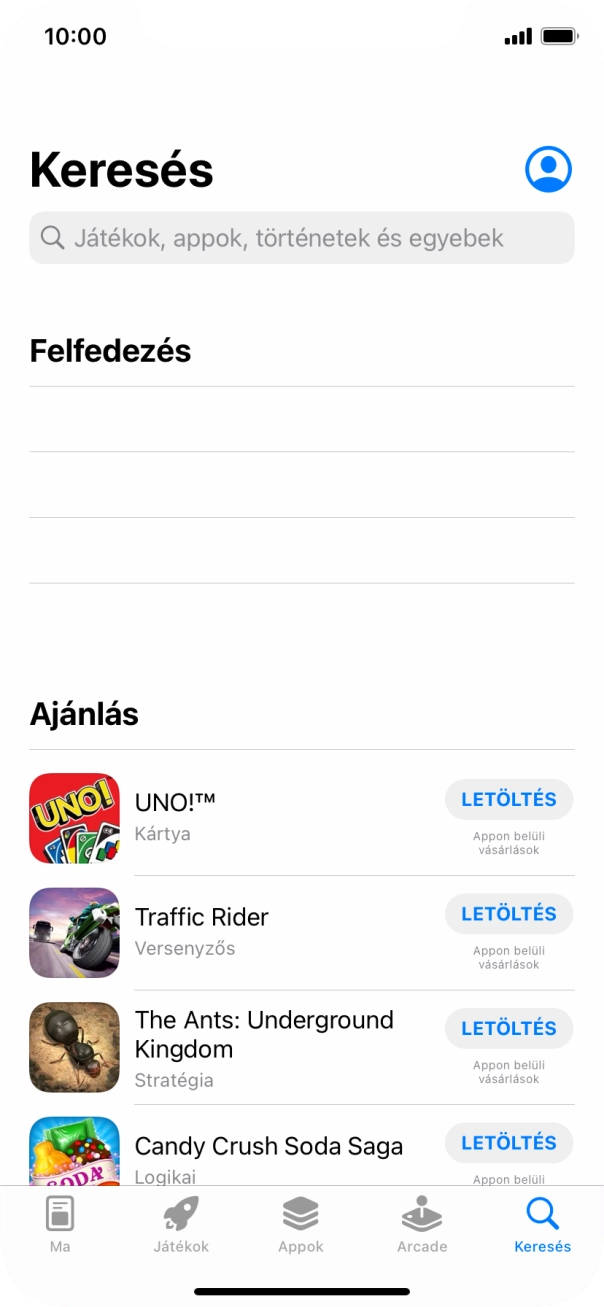 Kattints a keresés mezőre, és írd be a keresett alkalmazás nevét vagy tárgykörét.