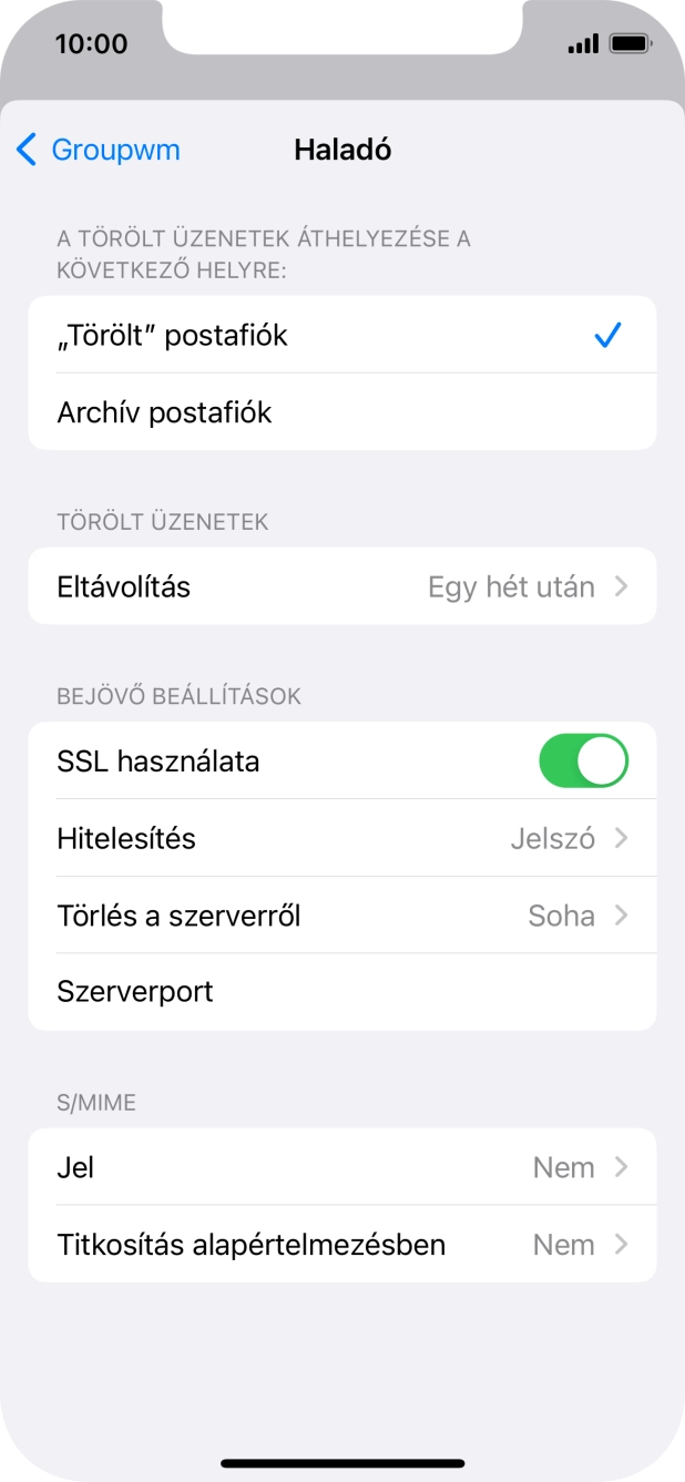 Kattints az „SSL használata” melletti csúszkára a funkció kikapcsolásához.