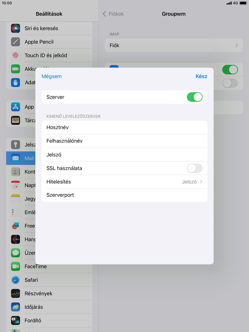 Kattints az „SSL használata” melletti csúszkára a funkció bekapcsolásához.
