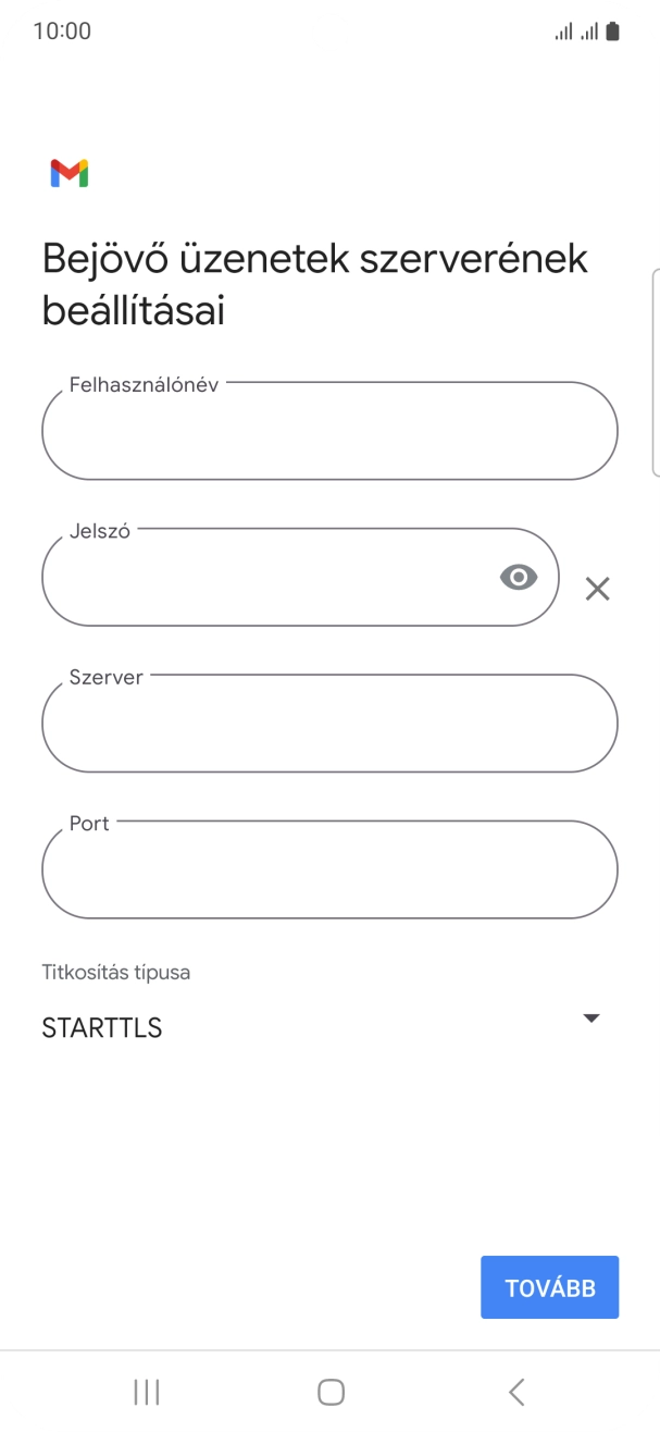 Kattints a „Felhasználónév” alatti mezőre, és írd be az e-mail-fiókodhoz tartozó felhasználónevet.