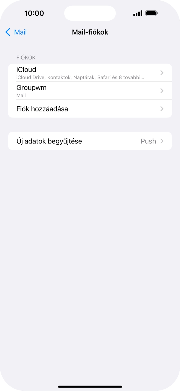 Kattints az imént létrehozott e-mail-fiók nevére.