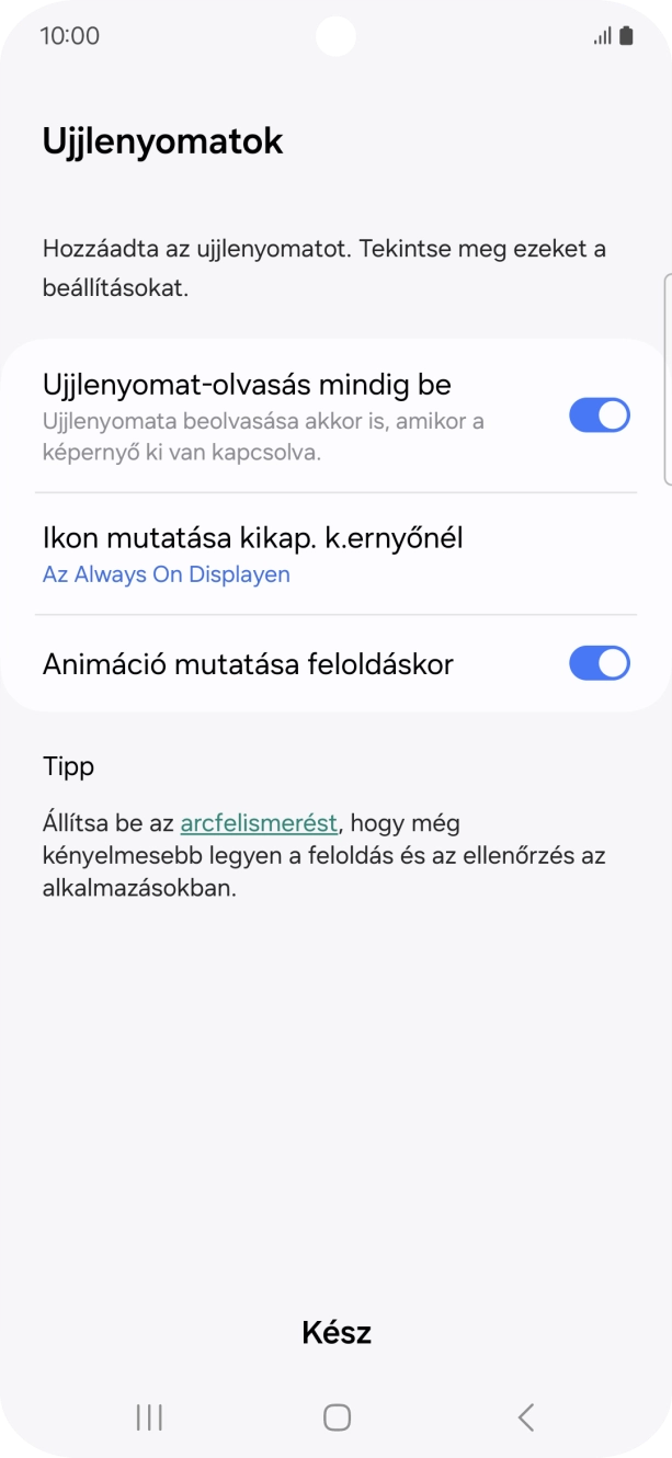 Válaszd a Kész lehetőséget.
