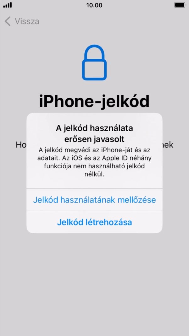 Ha kikapcsolod a funkciót, válaszd a Jelkód használatának mellőzése lehetőséget.