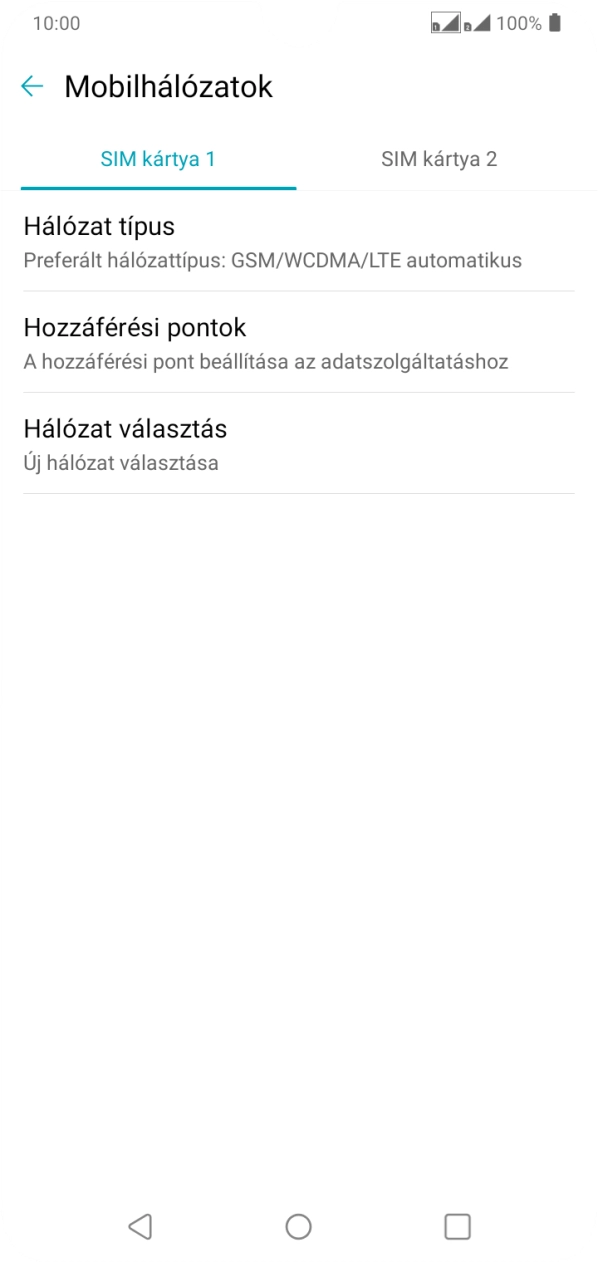 Kattints a kívánt SIM-kártyára. Kattints a kívánt SIM-kártyára.