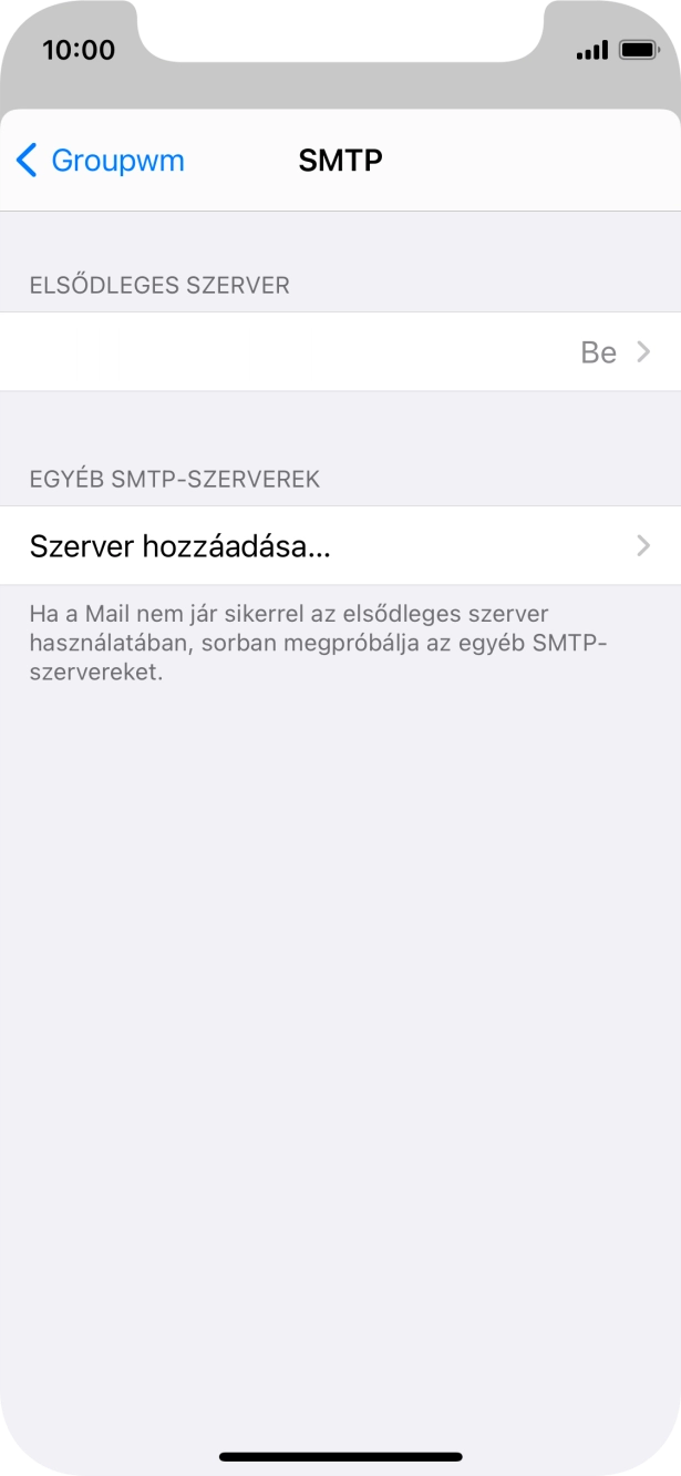 Kattints az „ELSŐDLEGES SZERVER” alatti mezőre.