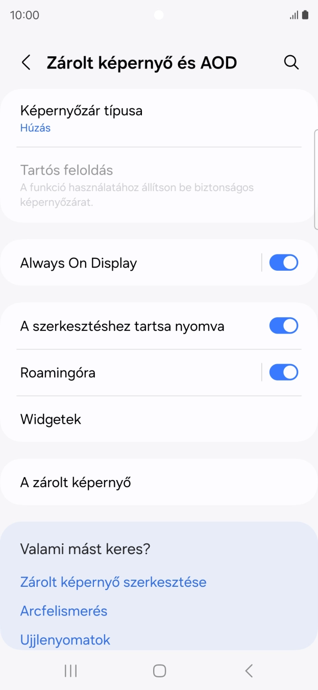 Válaszd a Képernyőzár típusa lehetőséget. Válaszd a Képernyőzár típusa lehetőséget.