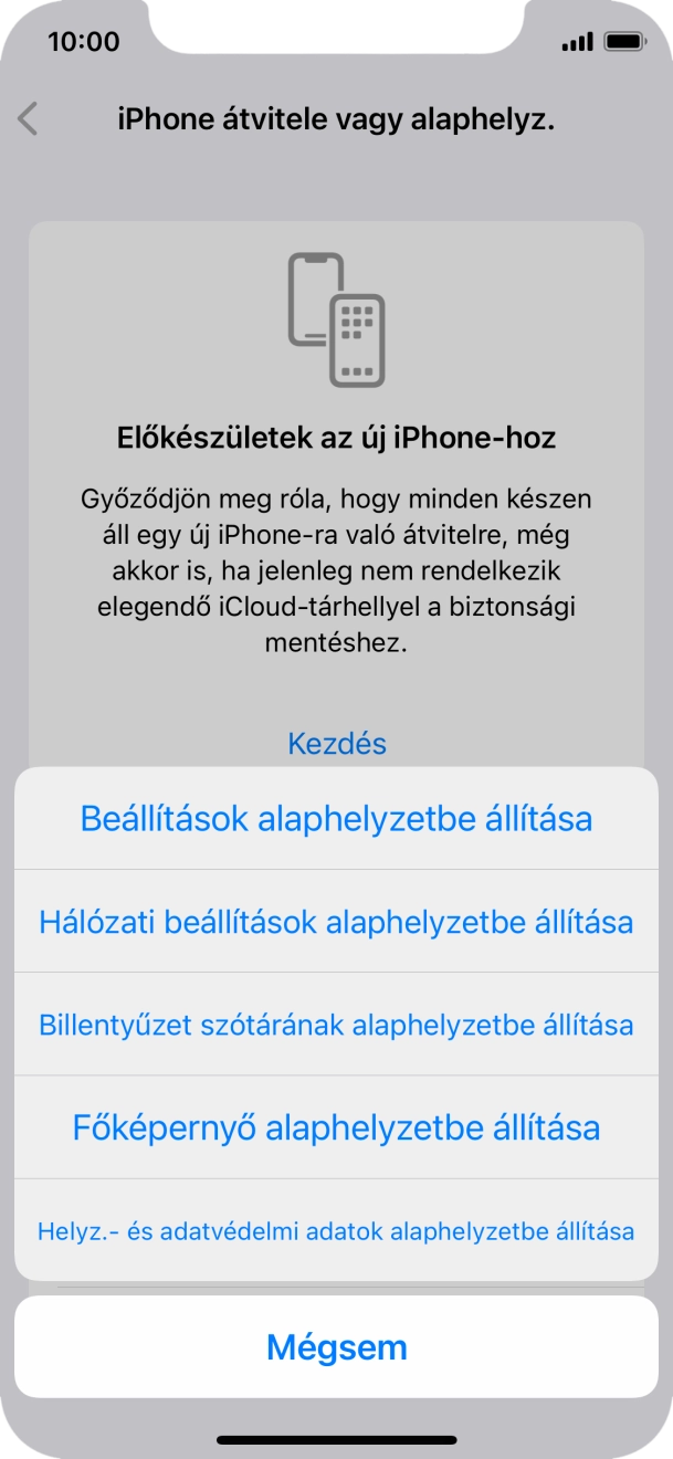 Válaszd a Beállítások alaphelyzetbe állítása lehetőséget. Válaszd a Beállítások alaphelyzetbe állítása lehetőséget.
